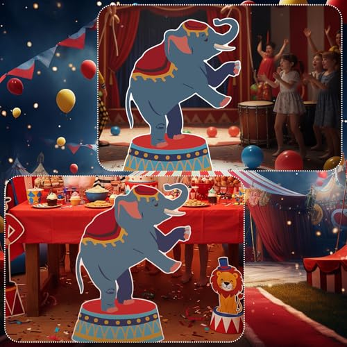 Colingmill Carnival Circus Party Decoration 3ft Circus Theme Birthday Party Supplies Elephant Show Cardboard Cutout Standup Photo Booth Backdrop Props Life Size for Birthday Carnival Weddings - style: Elephant Show