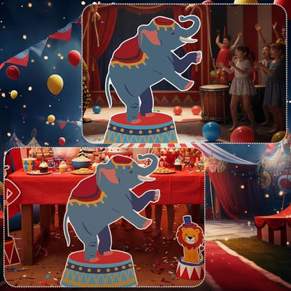 Colingmill Carnival Circus Party Decoration 3ft Circus Theme Birthday Party Supplies Elephant Show Cardboard Cutout Standup Photo Booth Backdrop Props Life Size for Birthday Carnival Weddings - style: Elephant Show