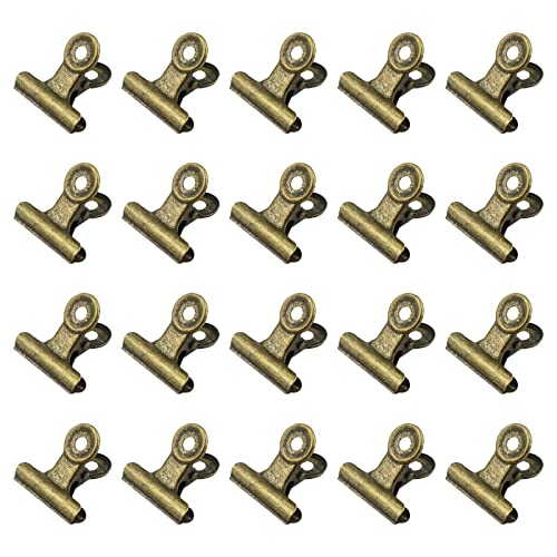 20 Pieces Metal Bulldog Binder Clips, 1.2 Inch Hinge Paper Clips Clamps for Food Bags, Pictures Photos, Art Crafts, Home Office Supplies (Bronze) - size: 1.2 Inch