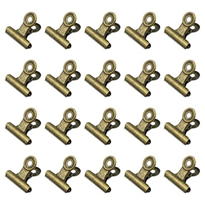 20 Pieces Metal Bulldog Binder Clips, 1.2 Inch Hinge Paper Clips Clamps for Food Bags, Pictures Photos, Art Crafts, Home Office Supplies (Bronze) - size: 1.2 Inch