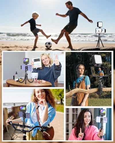 Vlogging Kit for iPhone/Android, Flexible Tripod with RGB Fill Light, Wireless Remote & Microphone, YouTube Starter Kit, Adjustable Content Creator kit for Tiktok/Vlog/Video Recording