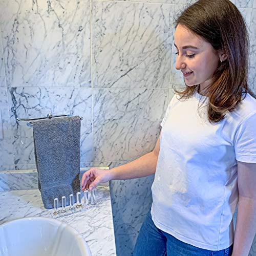 FROG SAC 6 Rod Ring Holder Jewelry Stand, Clear Acrylic Ring Display Organizer For Girls Room, Small Cylinder Storage For Multiple Rings For Women