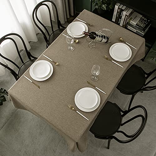 Qidordour Rectangle Tablecloth, 60 x 120 inch, Faux Linen Table Cloth, Water Resistant Spill-Proof Wipeable Polyester Dining Table Cover for Kitchen Cafe Restaurant Buffet Tabletop Decoration, Flaxen - color: Flaxen, size: 120" x 60" (Rectangular)
