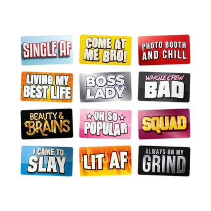 KING Props Lit AF Photo Booth Props – 6 Double‑Sided Colorful Party Sign Cutouts for Wedding, Birthday, Graduation & DIY Photo Booth Kits