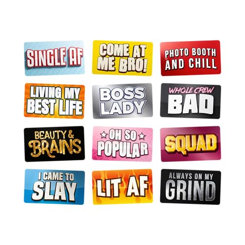 KING Props Lit AF Photo Booth Props – 6 Double‑Sided Colorful Party Sign Cutouts for Wedding, Birthday, Graduation & DIY Photo Booth Kits