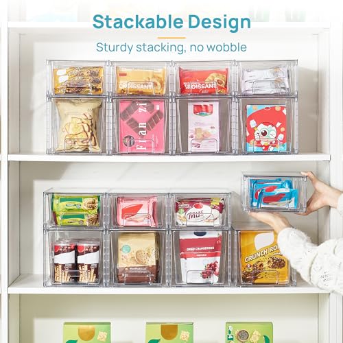 Vtopmart 4 Pack Clear Stackable Storage Drawers,Under Sink and Kitchen Organizers Storage,Easy to Assemble Plastic Drawers for Baby Bottle,Medicine, Bathroom,Cabinet and Pantry Organization - style: 2 Medium+2 Small