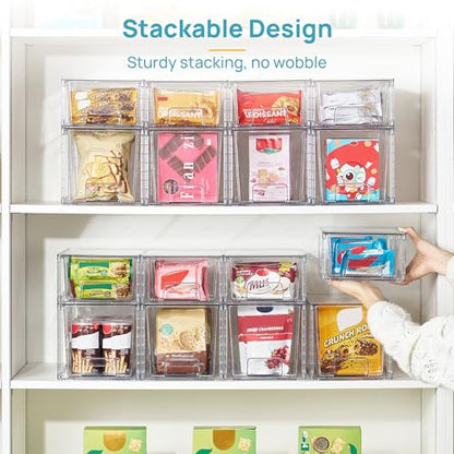 Vtopmart 4 Pack Clear Stackable Storage Drawers,Under Sink and Kitchen Organizers Storage,Easy to Assemble Plastic Drawers for Baby Bottle,Medicine, Bathroom,Cabinet and Pantry Organization - style: 2 Medium+2 Small