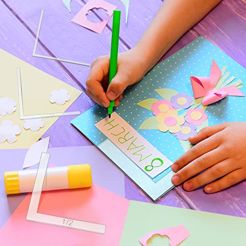 10 Pieces Creative Positioning Pieces Card Corners Helpers with Bone Folder Tool Stamping Corners Paper Craft Supplies Scrapbooking Tools for Paper Craft Card Making and Scrapbooking (Transparent)