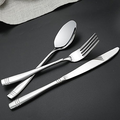 Obstnny 80-Piece Flatware Set Stainless Steel, Service for 16 - size: 80-piece flatware set