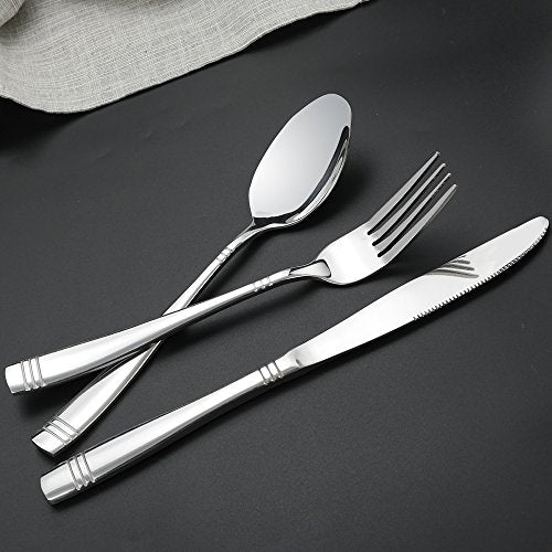 Obstnny 80-Piece Flatware Set Stainless Steel, Service for 16 - size: 80-piece flatware set