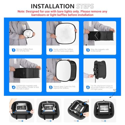 Neewer LED Light Panel Softbox for 660/530/480 LED Light - Outer 16.3'' x 6.5'', Inner 9.8'' x 8.7'', Foldable Light Diffuser with Strap Attachment and Bag for Photo Studio Portrait Video Shooting - style: 1 Pack