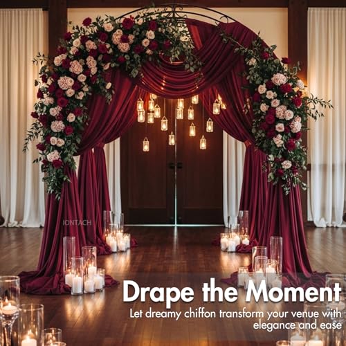 60" Chiffon Fabric by The Yard Pre-Cut Sheer Fabric for Wedding Arch Draping Fabric Swag Curtain Scarf Party Backdrop Decoration Ceiling Decor (Burgundy, 1 Yard) - color: Burgundy, size: 1 Yard