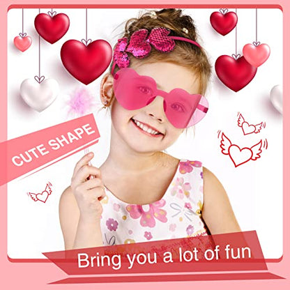 Flutesan 24 Pcs Valentines Day Heart Headbands and Sunglasses Set Red Love Photo Booth Props Women Valentine Party Decor
