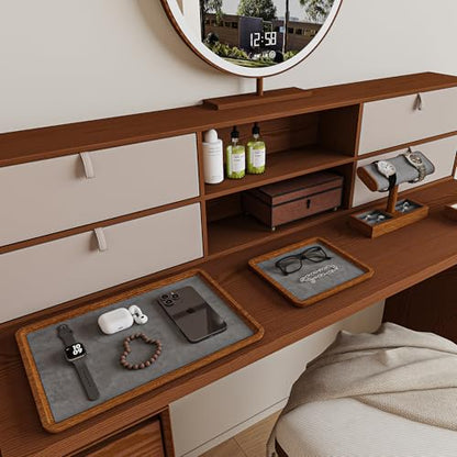 Oirlv Solid Wood Jewelry Tray Jewelry Display Holder Showcase Jewelry Display Organizer (Large, Grey) - color: Grey, size: 13.78"x 9.45"x 0.59"