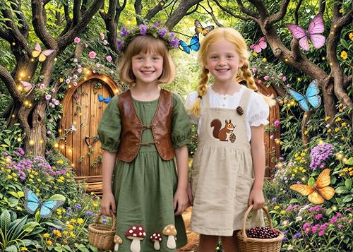 5X3ft Enchanted Forest Backdrop Fairy Tale Green Enchanted Garden Wonderland Floral Butterfly Photography Background for Kids Girl Baby Shower Birthday Party Decoration Banner Booth Props - color: Multi6, size: 5x3ft