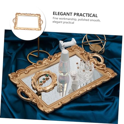 Alipis European Style Storage Tray Mirror Plate for Photography Props Gold Mirror Tray for Decor Perfume Holder