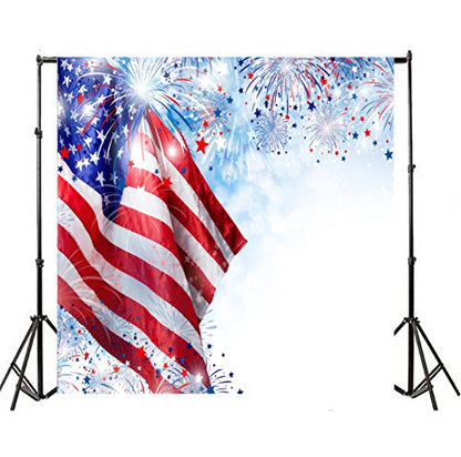 AOFOTO 6x6ft American Flag with Fireworks Backdrop 4 July Independence Day Photography Background Stars and Stripes USA Patriotic National Celebration Veteran Holiday Memorial Day Photo Studio Props - size: 6x6ft