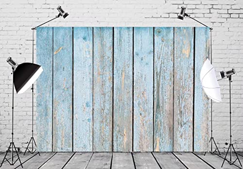 BELECO 8x6ft Fabric Blue Wood Backdrops for Photography Rustic Wood Wall Vintage Worn Wooden Boards Background Baby Shower Birthday Party Wall Decor Newborn Baby Kids Children Portrait Photoshoot - size: 8x6FT