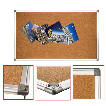 Cork Bulletin Board, Bulletin-Boards, Notes Board, Memo Board, 24x 36 inch, Silver Aluminum Frame - size: 24*36“