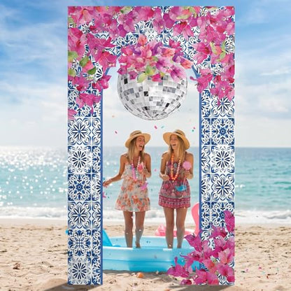 Mindsoft Mama Theme Party Porch Banner Disco Themed Door Hanging Decoration Mama Theme Photo Banner Props Background Blue Pink Queen Themed Party Decoration for Birthday Bachelorette Bridal Shower - style: Dancing Queen