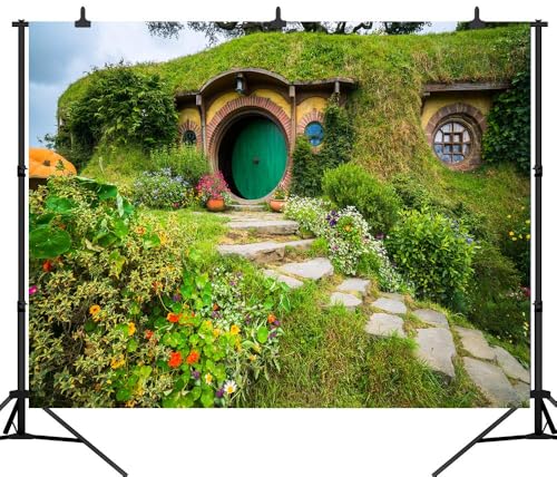Fantasy Rural Green Cabin Backdrop Birthday Party Banner Background Baby Shower Photography Seamless Vinyl Photo Studio Prop PGT546M 5x3ft - size: 5'X3'