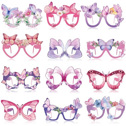 36 Pcs Butterfly Party Favors for Girls Kids, Paper Eyeglasses for Birthday Party Supplies, Spring Easter Decorations, Photo Booth Props, Bulk Goodie Bag Stuffers, Classroom School Rewards - style: Butterfly