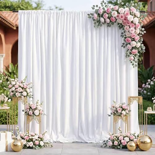 SoarDream White Backdrop Curtains 2 Panels 5x8ft, Wrinkle Free Polyester Drapes for Wedding, Party & Photo Studio Background Decor - color: White, size: 2 Panels 5ft X 8ft