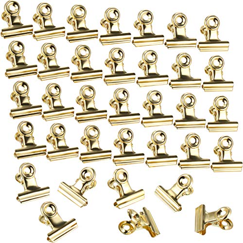 Boao 100 Pcs Mini Gold Metal Clips Small Gold Binder Clips Bulk for Photos, Maps, Drawings, Art Work, Papers, Price Tag, 0.87 Inch - color: Light Gold