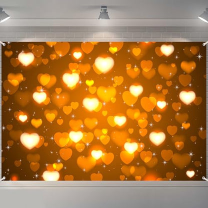 Valentine's Day Photography Backdrop 72 x 44 Inch - Golden Heart Bokeh Valentine's Day Photo Background Cloth for Romantic Shoots - color: Golden