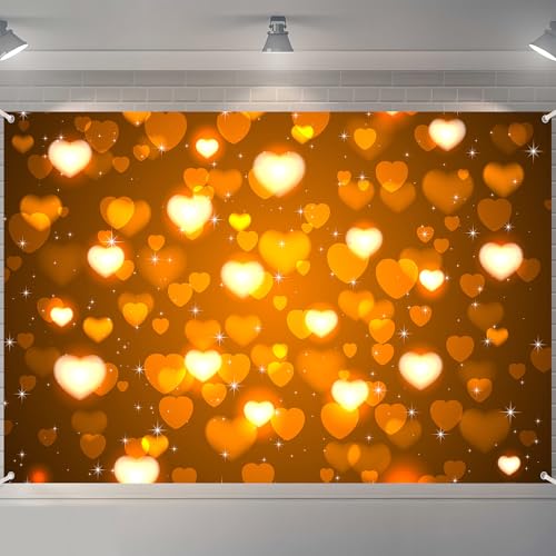 Valentine's Day Photography Backdrop 72 x 44 Inch - Golden Heart Bokeh Valentine's Day Photo Background Cloth for Romantic Shoots - color: Golden