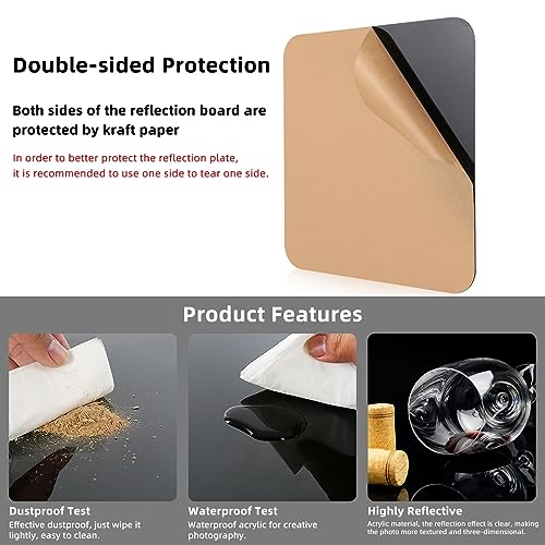 PULUZ 8"x8"/ 20x20cm Acrylic Reflective Display Background Board for Photography Backdrop Display Board for Small Product Table Top Photography Shooting - size: 8 x 8 inch