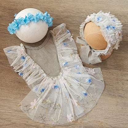 Zeroest Baby Photography Props Lace Hats Outfit Newborn Photo Shoot Outfits Infant Photos Baby Girl Photoshoot - color: Grey