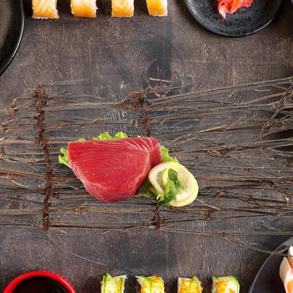 Fence Sushi Plate Decor 3pcs Handmade Woven Japanese Sashimi Decoration 11x23cm for Sushi Presentation and Food Photography