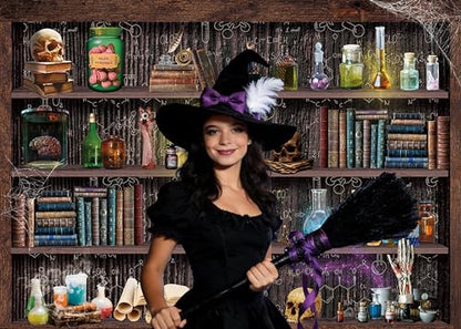Mad Scientist Laboratory Backdrop for Halloween Magic School Background Spooktakular Creepy Skull Poison Apothecary Witch Kitchen Hallowmas Party Decorations Banner (7X5FT(82x59inch)) - size: 7x5ft(82x59inch)