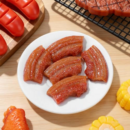 Vaguelly 5pcs Realistic Food Props Meat Model Simulation Bacon Toy Lifelike Decoration