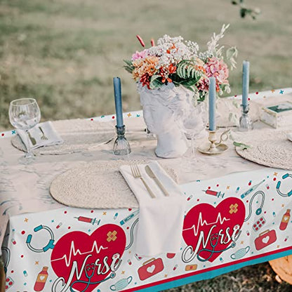 Gatherfun Nurse Graduation Party Decorations, Doctors Day and Medical School Graduation Tablecover for Graduation Party Supplies, 3 pcs Table Cloths, 54"x108" - style: Nurse