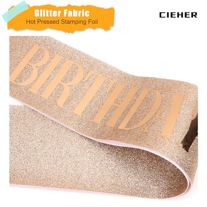 CIEHER Rose Gold Sash for Women Girls - Birthday Queen Sash for 10th, 13th, 16th, 18th, 21st, 30th, 40th, 50th, 60th Birthdays - color: Rose Gold 1