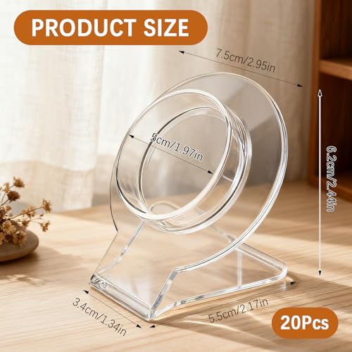 20 Pcs Acrylic Bracelet Display, Clear Bracelet Display Stand, Bracelet Display Stand for Vendors, Bracelet Holder Bangles Organizer for Store, Showcase and Home Storage