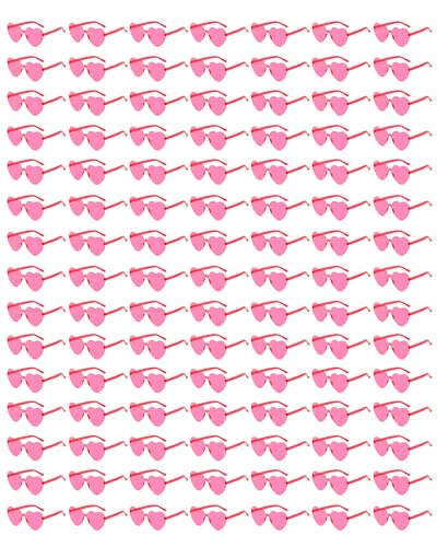 20 Pairs Heart Shaped Sunglasses for Women Colorful Glasses Fun Trendy Transparent Heart Sunglasses Party Favor - color: Rose Red - 100 Pack