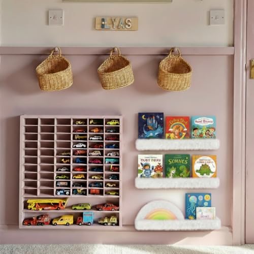 1PC Plush Bookshelf for Kids, Soft Hanging Book Display Shelf for Nursery Wall, Easy Mount Floating Bookshelf Display Organizer, Unique (White) - color: 24in-furry White