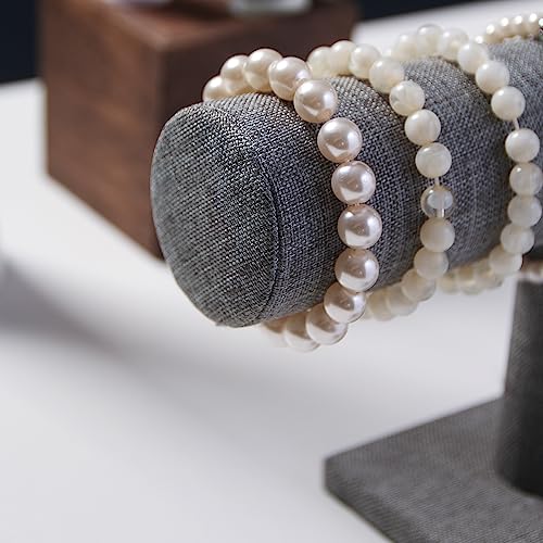 Coward T-Bar Bracelet Holder Organizer Jewelry Display Scrunchie Hair Ties Watch Stand for Home Organization Storage or Store Show Sell (Gray Linen) - color: Gray Linen