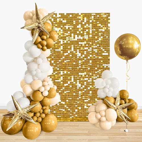 Gold Backdrop Shimmer Wall Panels 3ftx4ft Sequin Birthday Party Backdrop Decorations for Bridal Shower Bachelorette Party Supplies - color: Gold, size: 3ftx4ft