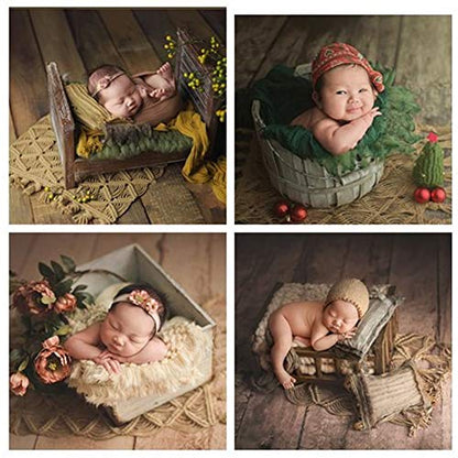 Zeroest Baby Photography Props Linen Blanket Newborn Photography Props Rug Boy Girl Photo Shoot Posing Burlap Macrame Photoshoot Backdrop (Medium)
