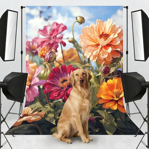 Colorful Spring Backdrop Background for Photography 5x7ft Photobooth Professional Photo Backdrop Curtains Video Photography Studio Photo Backgrounds Banner Booth Background Screen Parties - color: Colorful Spring Summer Flower