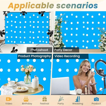 5x7ft Photography Backdrop Blue Polka Dot Gradient Effect Photo Backdrop Photography Background for Photoshoot Portrait Video Party Photo Studio Prop Booth - color: Color9