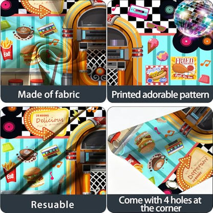 50s Retro Diner Backdrop Rock and Roll Party Decorations Backdrops Sock Hop Decorations for Birthday 7x5ft