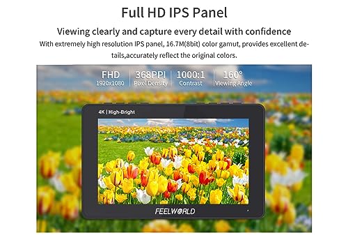 FEELWORLD F6 Pro +NP-F970 Battery, Charger, Storage Case kit, 5.5 Inch 4K HDMI Touch Screen On-Camera Monitor 1600nits High Bright FHD 1920x1080 Filed Monitor with F970 External Install and Power kit