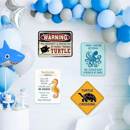 WERNNSAI Ocean Animal Party Decorations - 6 PCS Ocean Party Zone Signs Posters for Kids Under the Sea Theme Birthday Party Supplies Kids Sea Animal Wall Art Decor for Home Garden Decorations - style: Ocean
