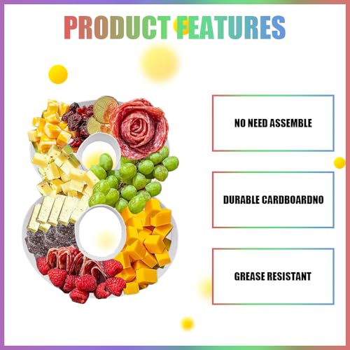 Charcuterie Cardboard Number Fillable Shaped Treat Decorative Box Anniversary Birthday Table Centerpiece (8 Style, 9inch) - size: 9inch, style: 8 Style