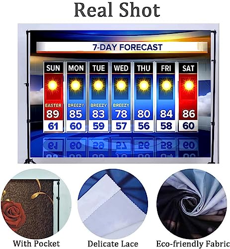 Weather Forecast Backdrop 7x5ft Seven-Day Broadcast Sunny Day Photo Background Business Study Portrait Studio Prop Wallpaper MBMYLU158 - size: cotton polyester-7x5ft